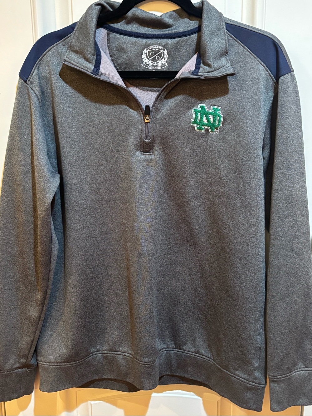 Notre Dame Grey Quarter-Zip Pullover Sweatshirt